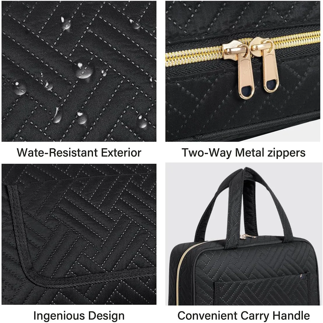 Toiletry Bag Hanging Travel Makeup Organizer for Women and Men with Hooks Water-resistant Multi Compartment Transparent Cosmetics Storage Box for Makeup Accessories, Toiletries Black