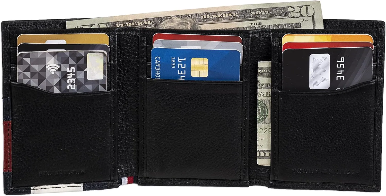 Tommy Hilfiger Men's Compact Trifold Wallet with ID Window and Multiple Card Slots