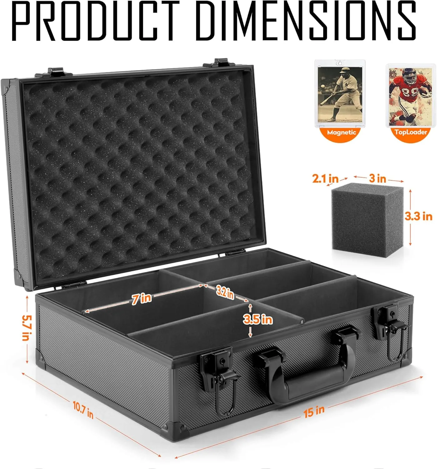 Top Loader Case, Trading Card Storage Box with Key Lock for Sports Cards, Trading Cards, Hard Case Holds 600  Top Loaders or 130  35pt One Touch