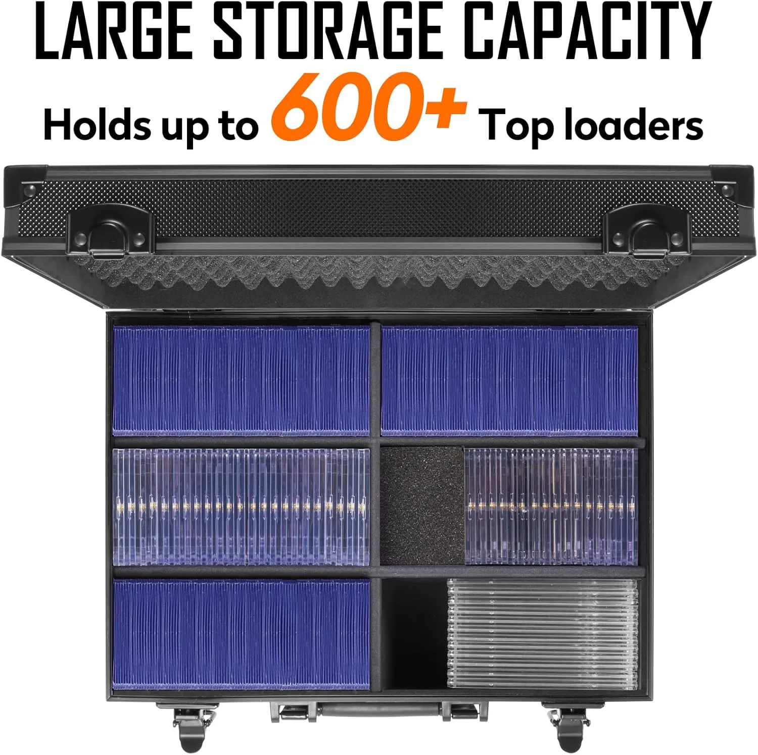 Top Loader Case, Trading Card Storage Box with Key Lock for Sports Cards, Trading Cards, Hard Case Holds 600  Top Loaders or 130  35pt One Touch