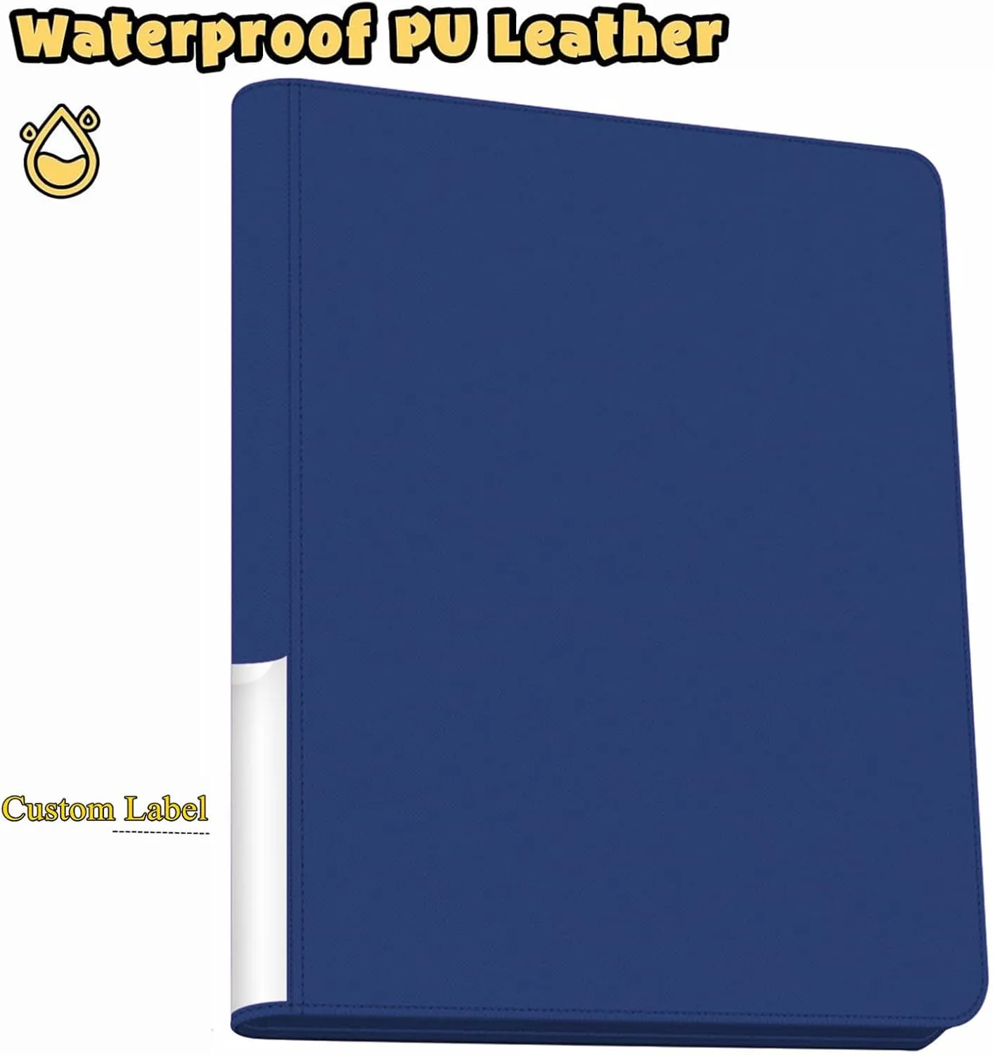 Toploader Binder,9-Pocket Double Sided Top Loader Binder,Holds 360 Cards in 3"x4" Toploaders,PU Leather Card Binder Abulm for Toploader Trading,Sports,and Gaming Cards (Blue)