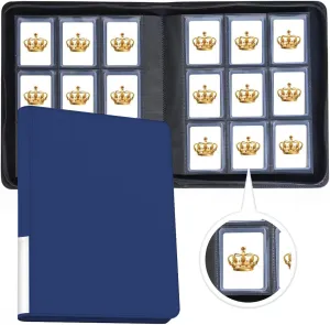 Toploader Binder,9-Pocket Double Sided Top Loader Binder,Holds 360 Cards in 3"x4" Toploaders,PU Leather Card Binder Abulm for Toploader Trading,Sports,and Gaming Cards (Blue)
