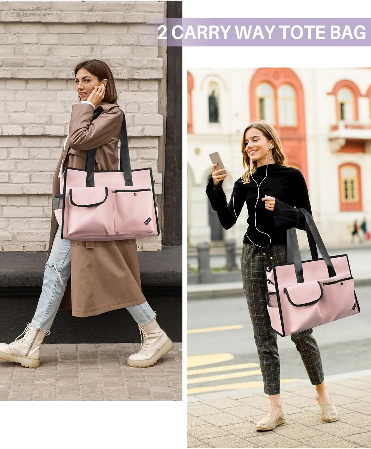 Tote bag, Work Tote Bags for Women with 15 Pockets, Tote Bag with Zipper for Nurse, Travel