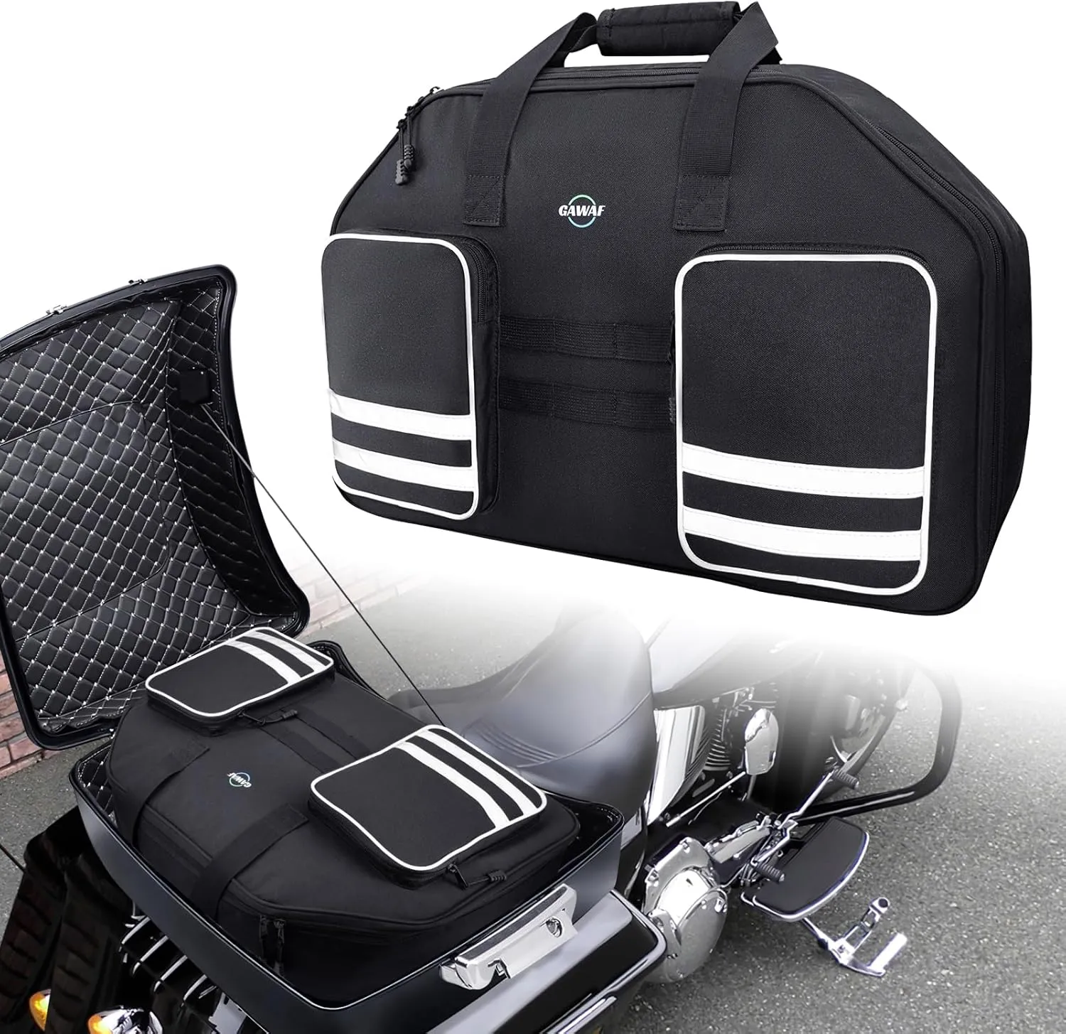 Tour Pack Organizer, Motorcycle Tour Pack Liner Bag 40L Compatible with Harley Davidson Street Glide, Electra Glide, Road Glide, Road King, Travel Luggage Organizer Bag for Motorcycle Trunk