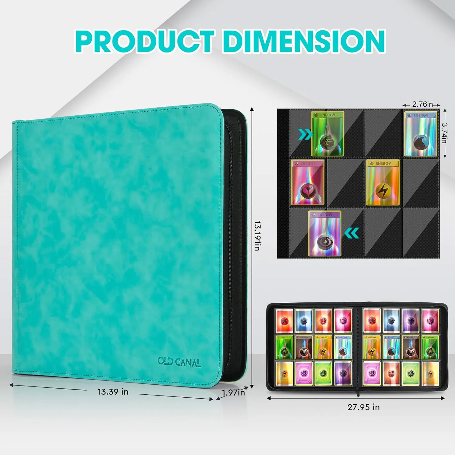 Trading Card Binder, 12 Pocket Card Album Folder Hold Up to 720 Cards, Premium and Durable Zipper Binder, Cards Holder Album for MTG, TCG, Baseball Cards, Football Cards (Tiffany Blue)