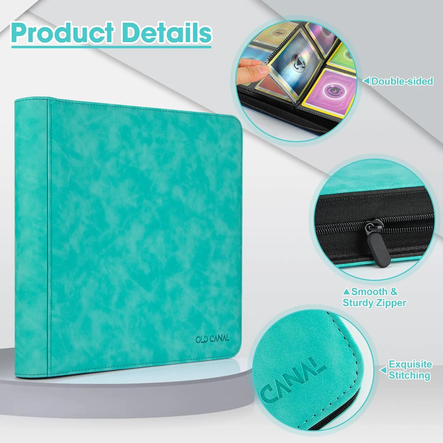 Trading Card Binder, 12 Pocket Card Album Folder Hold Up to 720 Cards, Premium and Durable Zipper Binder, Cards Holder Album for MTG, TCG, Baseball Cards, Football Cards (Tiffany Blue)