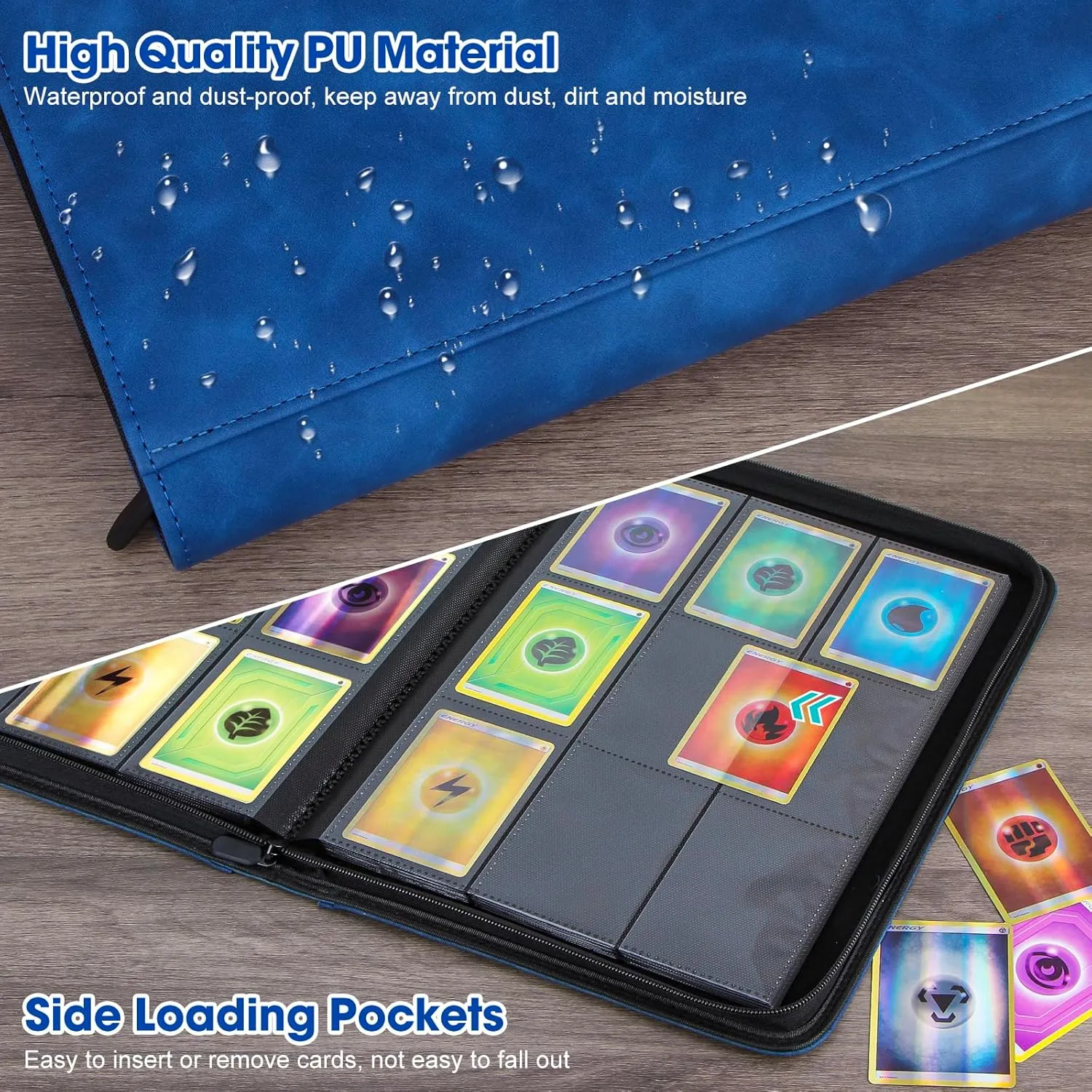Trading Card Binder, 9 Pocket Card Album Folder Hold Up to 540 Cards, Premium and Durable Zipper Binder, Cards Holder Album for MTG, TCG, Baseball Cards, Football Cards (Sapphire Blue)
