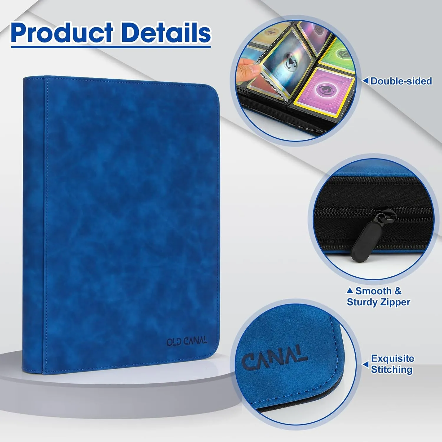 Trading Card Binder, 9 Pocket Card Album Folder Hold Up to 540 Cards, Premium and Durable Zipper Binder, Cards Holder Album for MTG, TCG, Baseball Cards, Football Cards (Sapphire Blue)