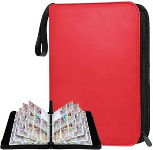 Trading Card Binder, 900 Pockets Card Sleeves with Zipper Card Display,Collectible Card Packs, for Game Cards,Premium Card Book, Sports Cards (red)