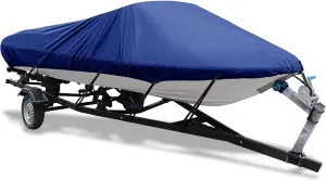 Trailerable Boat Covers, Heavy Duty 600D 100% Waterproof Marine Grade Oxford Cloth, Weatherproof Windproof UV & Tear-Resistant V-Hull Boat Cover, 14-16ft Long by 68in Wide, 1 PCS, Blue