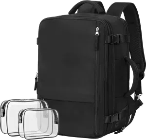 Travel Backpack For Women Men Airline Approved, Carry On Backpack, 17 inch Laptop Backpack, Waterproof Casual Outdoor Luggage Weedender Bag, Hiking Backpack(Black)