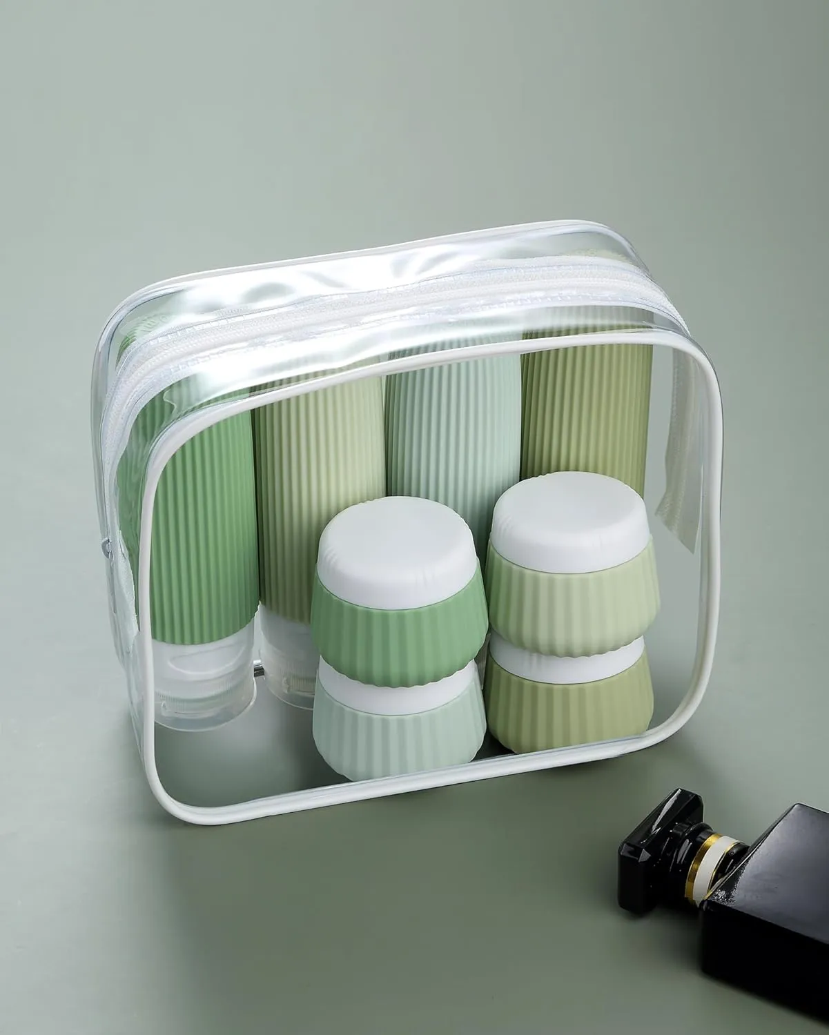 Travel Bottles for Toiletries 8 Pack, Tsa Approved Travel Size Toiletries 3 oz, Travel Containers for Toiletries, with Clear Bag, Leak Proof Silicone Squeezable Travel Essentials Creams Jars