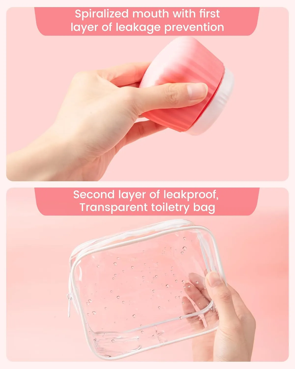 Travel Containers for Toiletries 4 Pack, TSA Approved Travel Size Toiletries, Travel Size Containers, With Clear Bag Leak Proof Silicone Jars, Travel Essentials Creams Jars Carrying Small Items