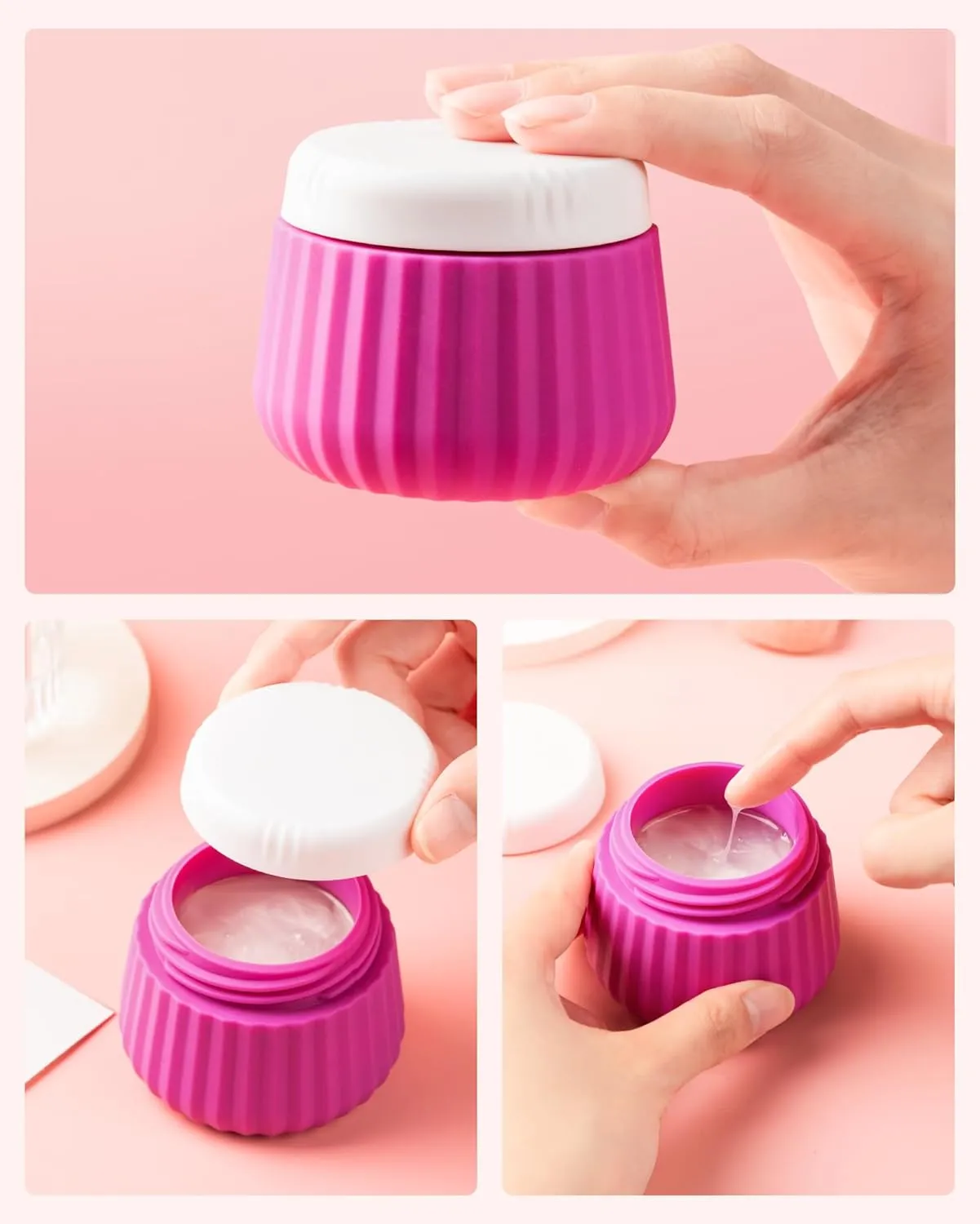 Travel Containers for Toiletries 4 Pack, TSA Approved Travel Size Toiletries, Travel Size Containers, With Clear Bag Leak Proof Silicone Jars, Travel Essentials Creams Jars Carrying Small Items