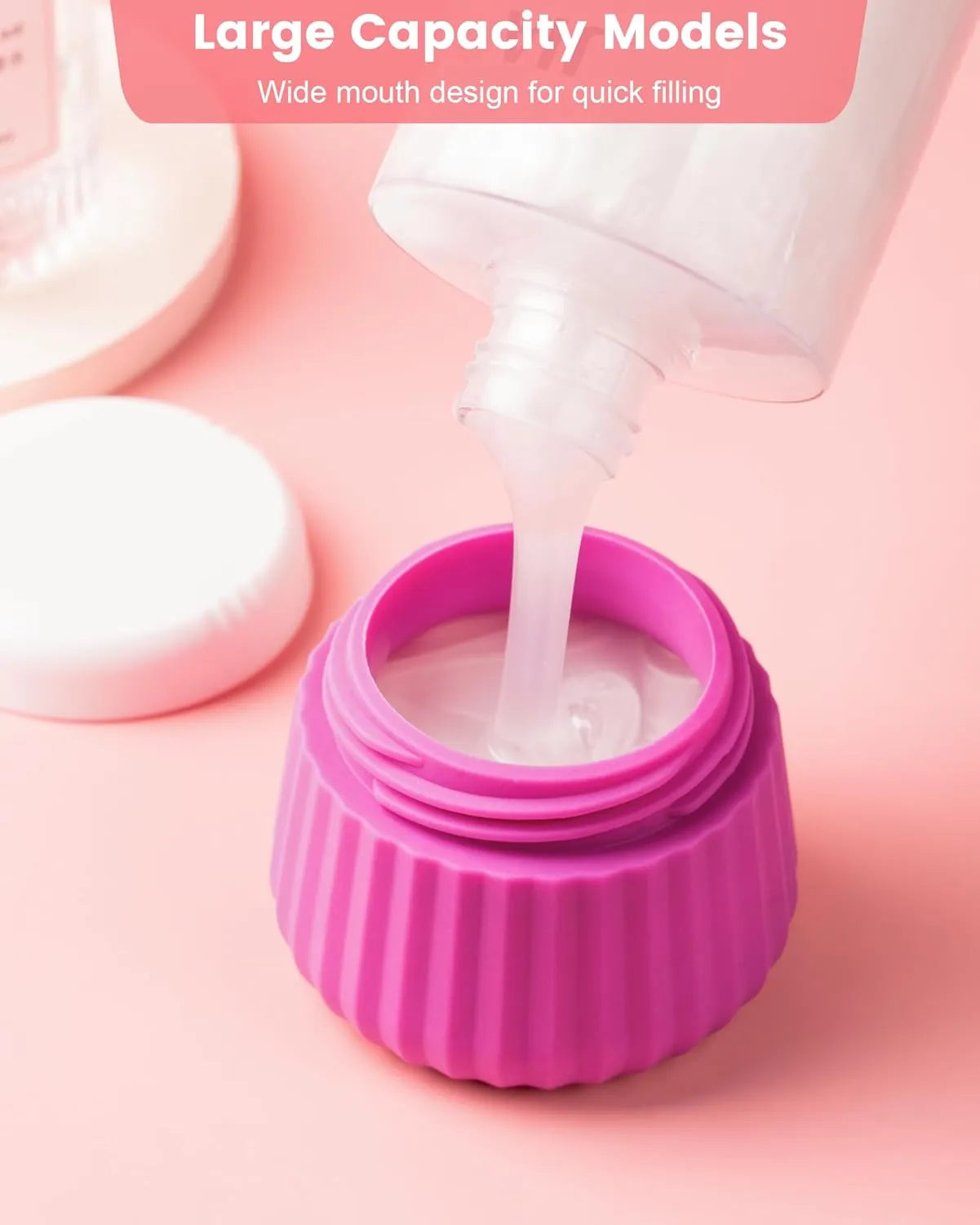 Travel Containers for Toiletries 4 Pack, TSA Approved Travel Size Toiletries, Travel Size Containers, With Clear Bag Leak Proof Silicone Jars, Travel Essentials Creams Jars Carrying Small Items