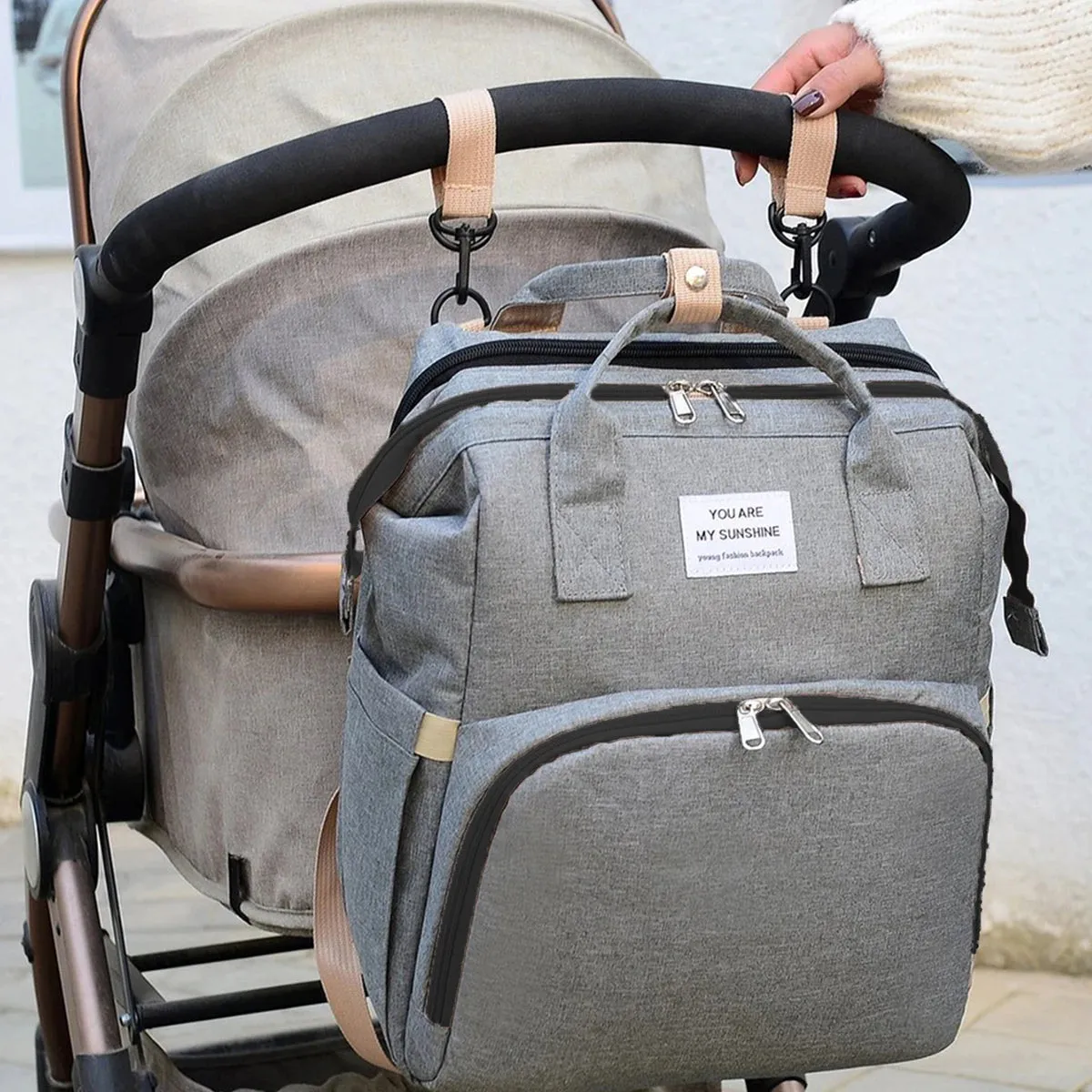 Travel Diaper Bag with Foldable Changing Station and Insulated Pocket for Parents on the Go