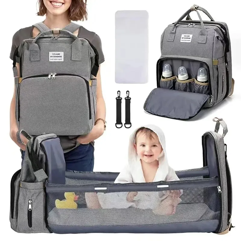 Travel Diaper Bag with Foldable Changing Station and Insulated Pocket for Parents on the Go