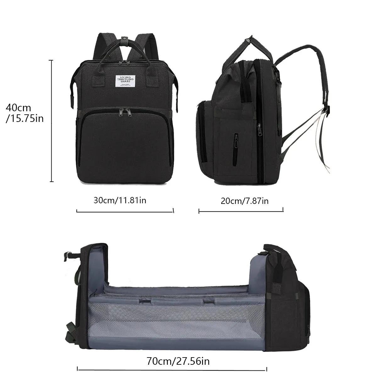 Travel Diaper Bag with Foldable Changing Station and Insulated Pocket for Parents on the Go