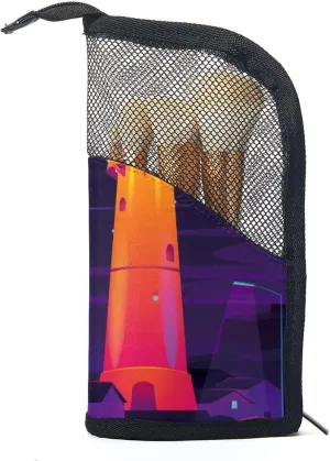 Travel Makeup Brush Holder, Large Stand-Up Makeup Brush Case, Professional Brush Organizer Foldable Makeup Artist Brush Storage Bag - Lighthouse Beach