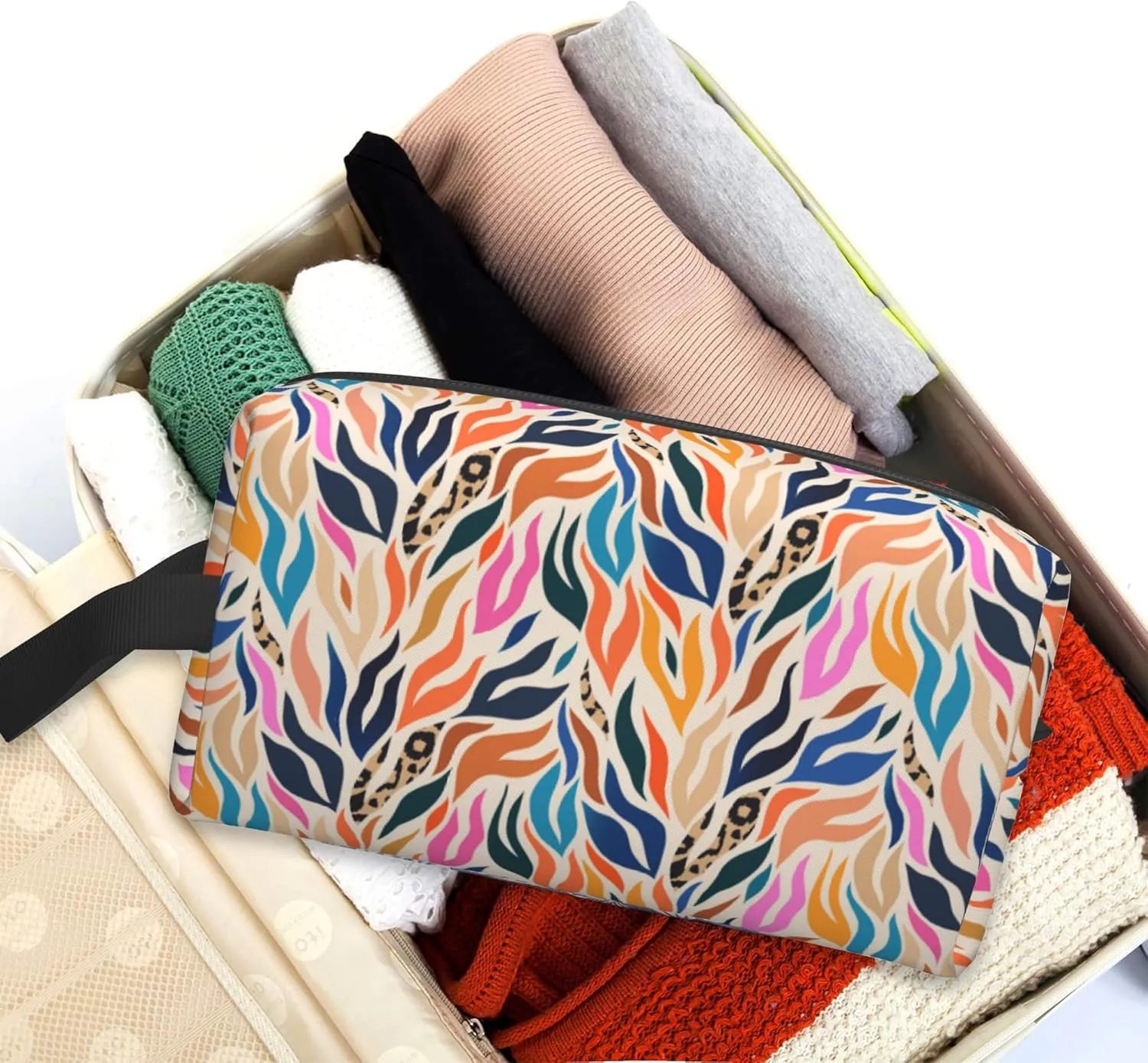 Travel Toiletry Bag Colorful Print Personalized Travel Makeup Bag Large Capacity with Zipper Multi-Style Portable,Women and Men Gift Idea Travel Cosmetic Bag