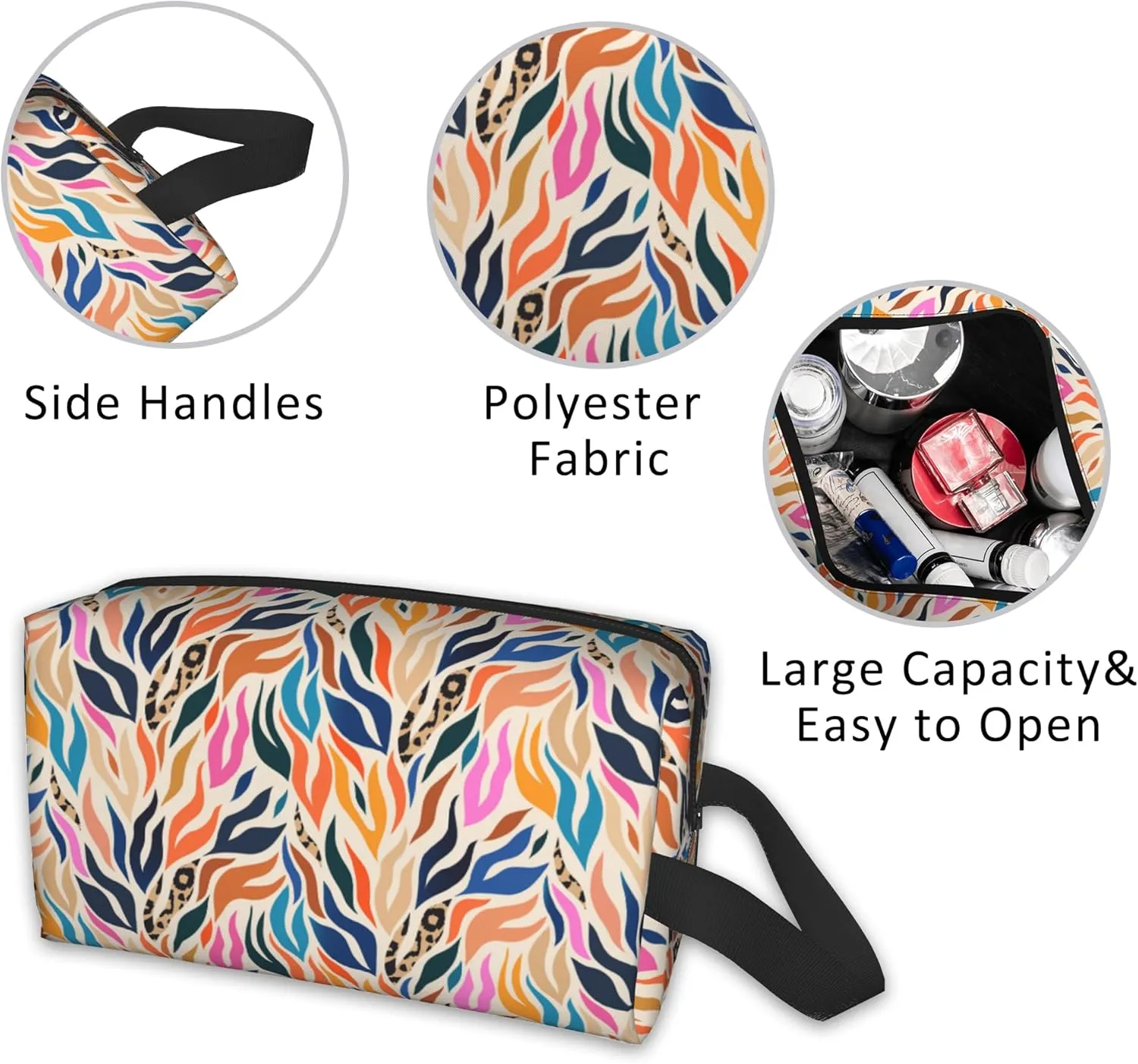 Travel Toiletry Bag Colorful Print Personalized Travel Makeup Bag Large Capacity with Zipper Multi-Style Portable,Women and Men Gift Idea Travel Cosmetic Bag