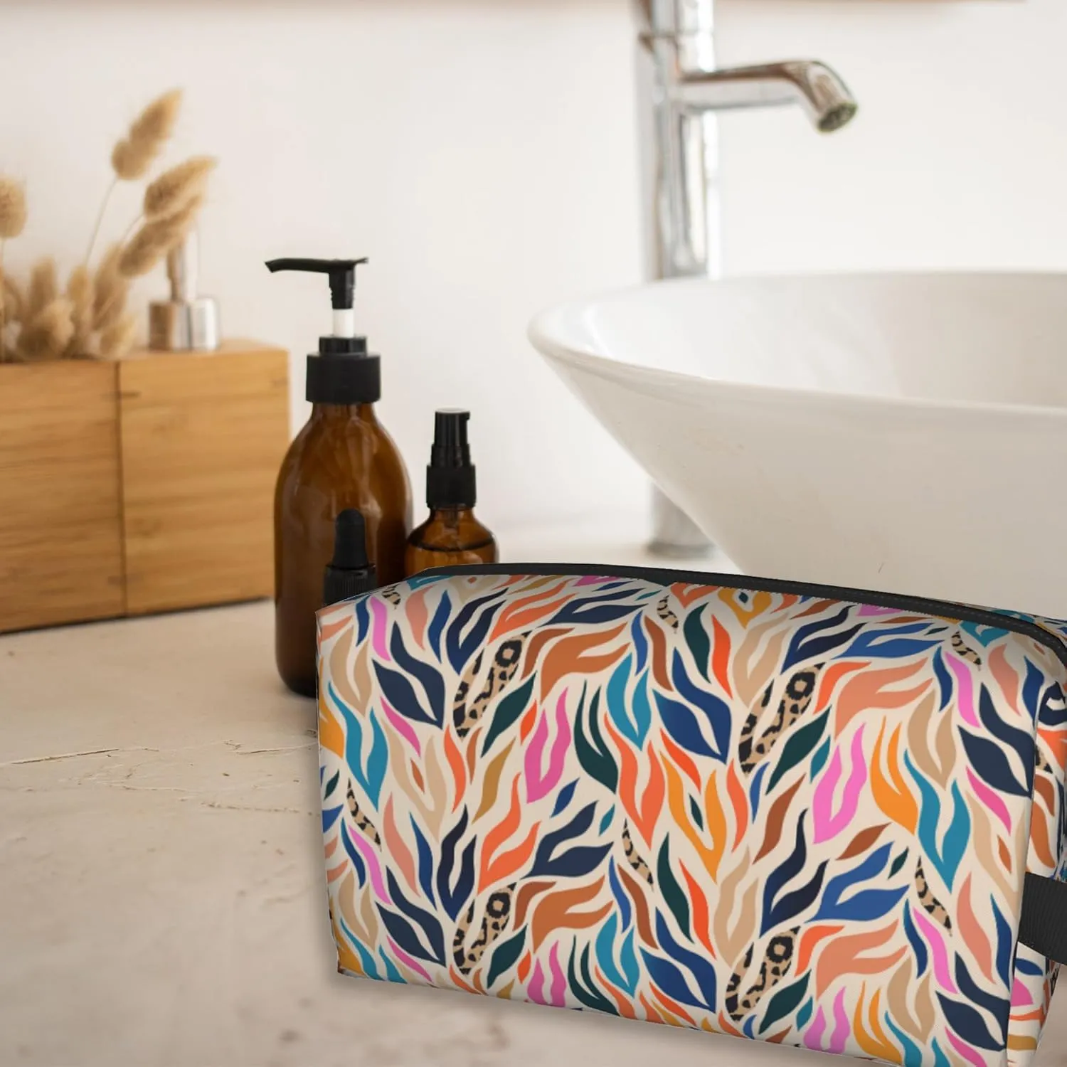 Travel Toiletry Bag Colorful Print Personalized Travel Makeup Bag Large Capacity with Zipper Multi-Style Portable,Women and Men Gift Idea Travel Cosmetic Bag