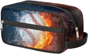Travel Toiletry Bag for Boys Kids Men Women,Water Fire Baseball Waterproof Make up Bag for Travel, Shaving Bag, Dopp Kit,Tool Storage Bag Cosmetic Bag, Men's Bathroom Bag