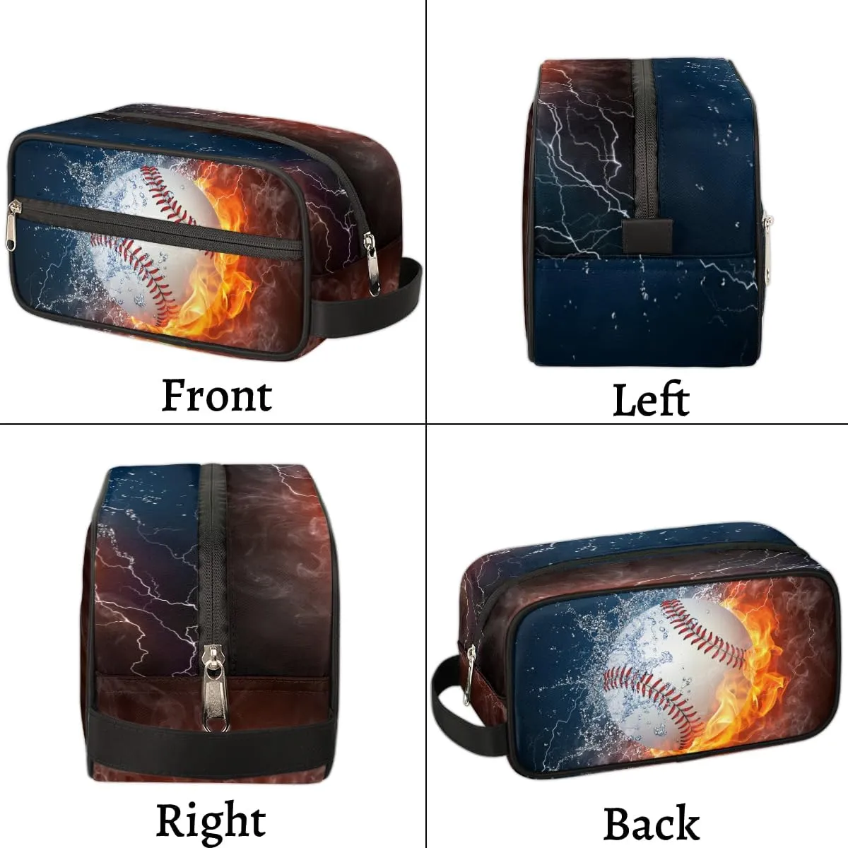 Travel Toiletry Bag for Boys Kids Men Women,Water Fire Baseball Waterproof Make up Bag for Travel, Shaving Bag, Dopp Kit,Tool Storage Bag Cosmetic Bag, Men's Bathroom Bag