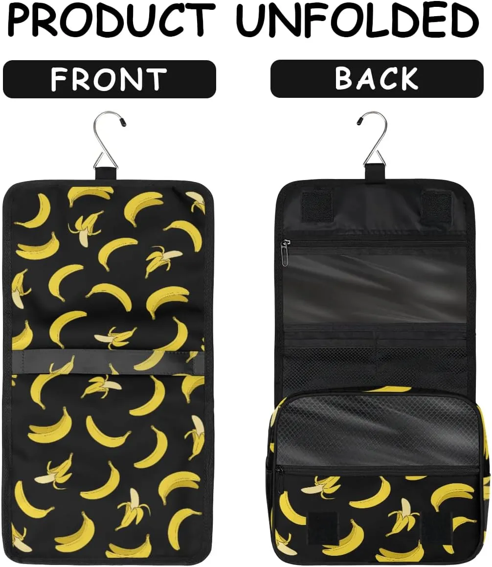 Travel Toiletry Bag for Boys Men, Banana Yellow Large Hanging Shaving Dopp Kit Waterproof Bathroom Toiletries Organizer Cosmetic Bags