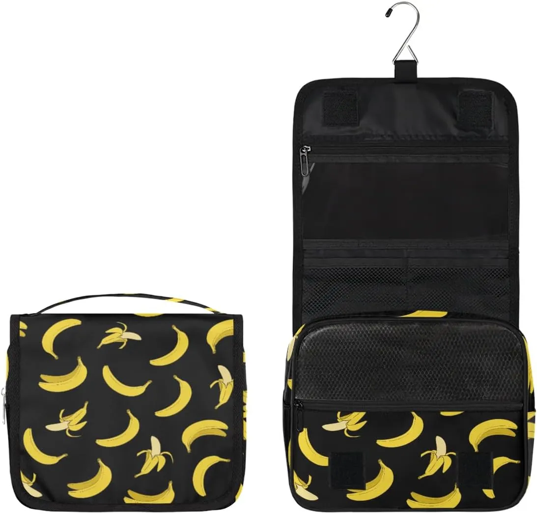 Travel Toiletry Bag for Boys Men, Banana Yellow Large Hanging Shaving Dopp Kit Waterproof Bathroom Toiletries Organizer Cosmetic Bags