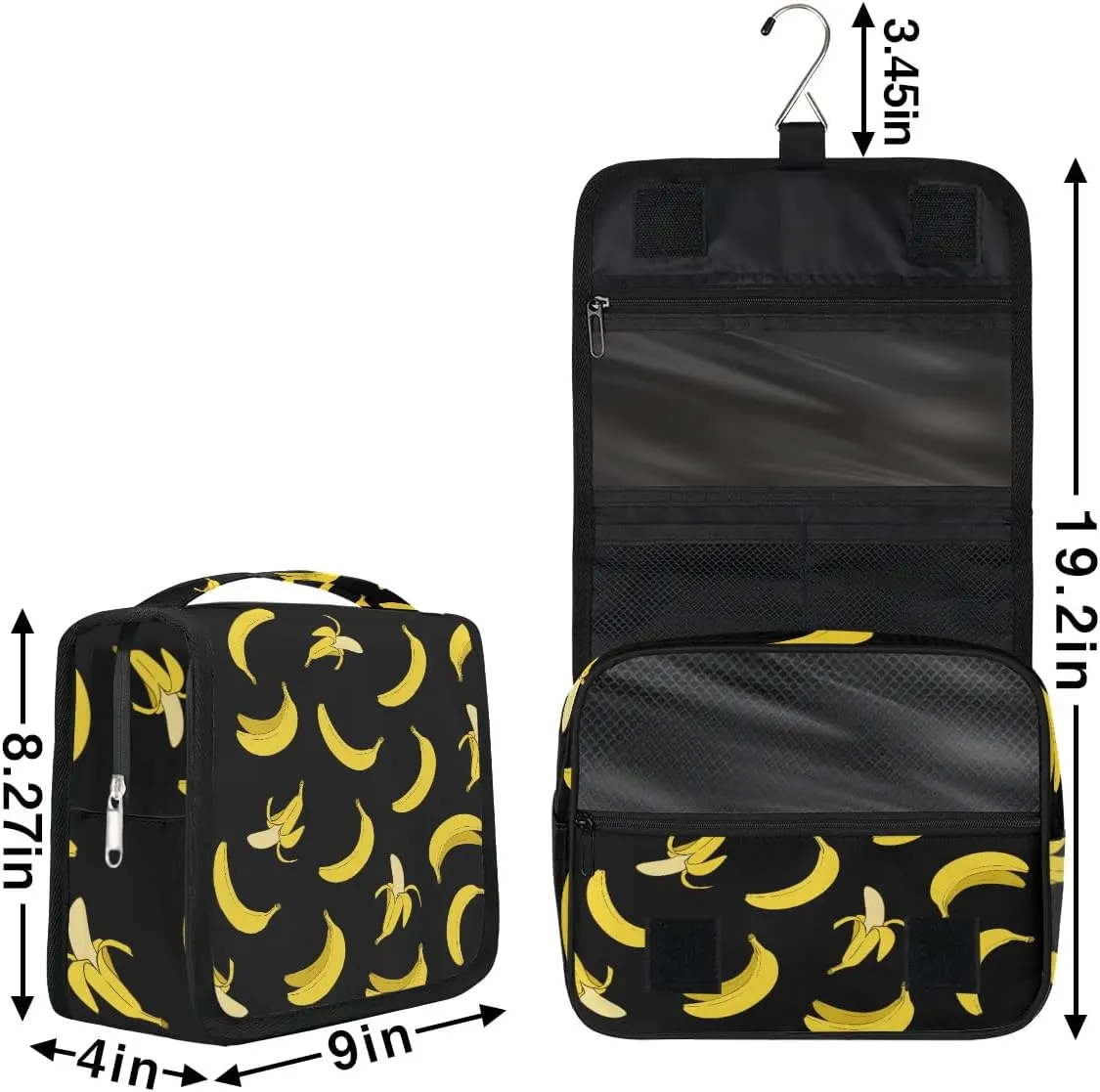 Travel Toiletry Bag for Boys Men, Banana Yellow Large Hanging Shaving Dopp Kit Waterproof Bathroom Toiletries Organizer Cosmetic Bags
