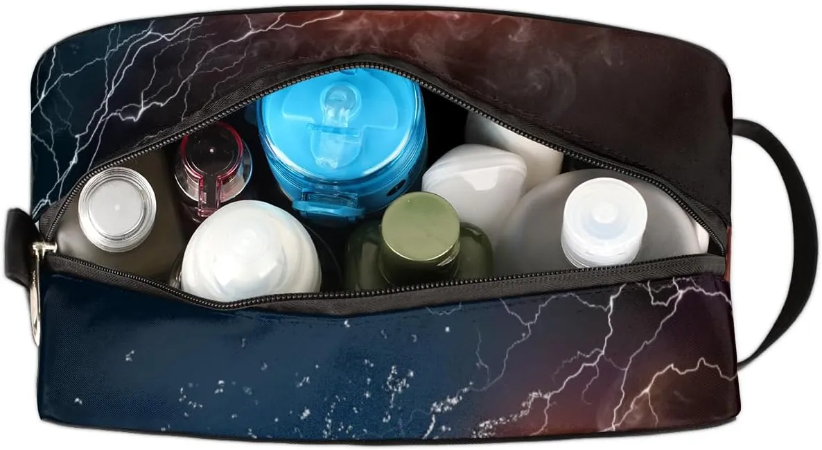 Travel Toiletry Bag for Kids Boys Men Women,Water Fire Soccer Waterproof Make up Bag for Travel, Shaving Bag Dopp Kit, Cosmetic Bag-Hangable Makeup Pouch, Men's Bathroom Bag