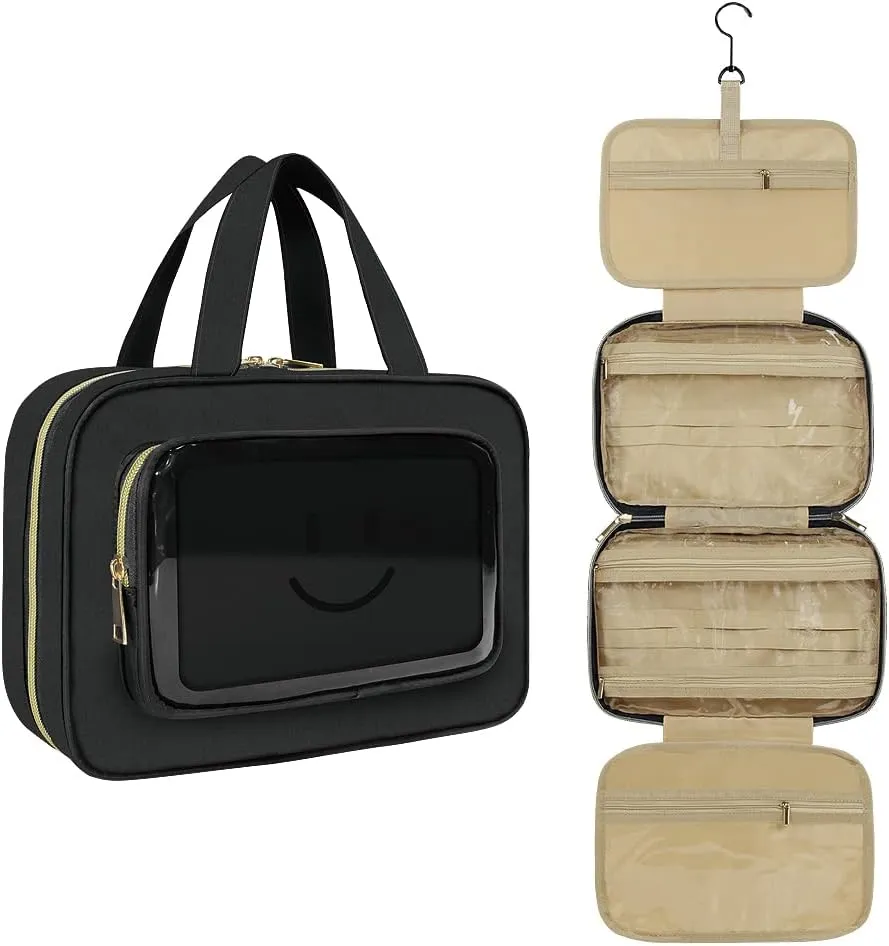 Travel Toiletry Bag for Women,8.5L Large Cosmetic bag with hook,Hanging Toiletry Organizer with 4 Compartments,Water-resistant Full size toiletry contain