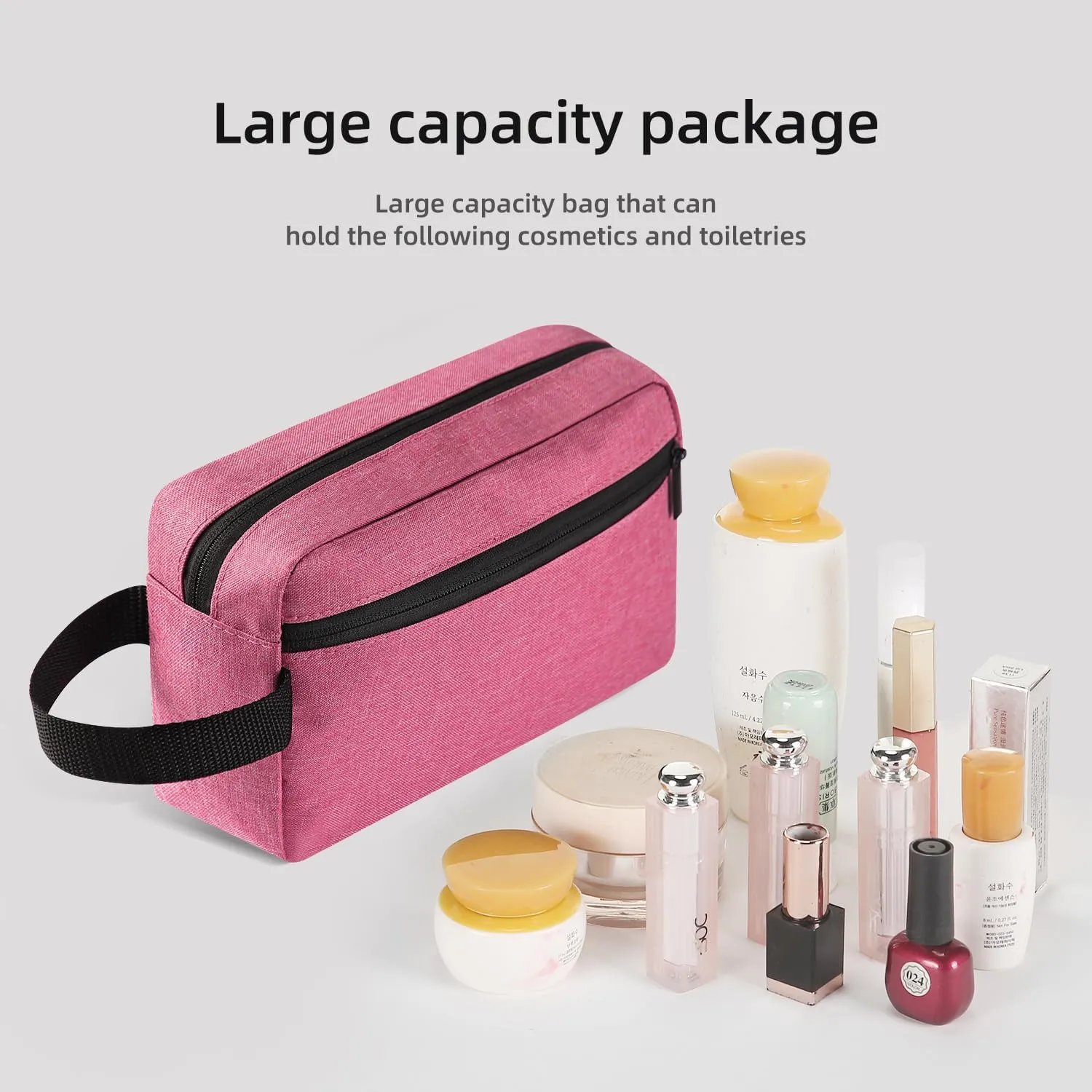 Travel Toiletry bag Toiletry bag for women men Hanging Cosmetic bag Travel accessories Gift for Women Men (Rosy)