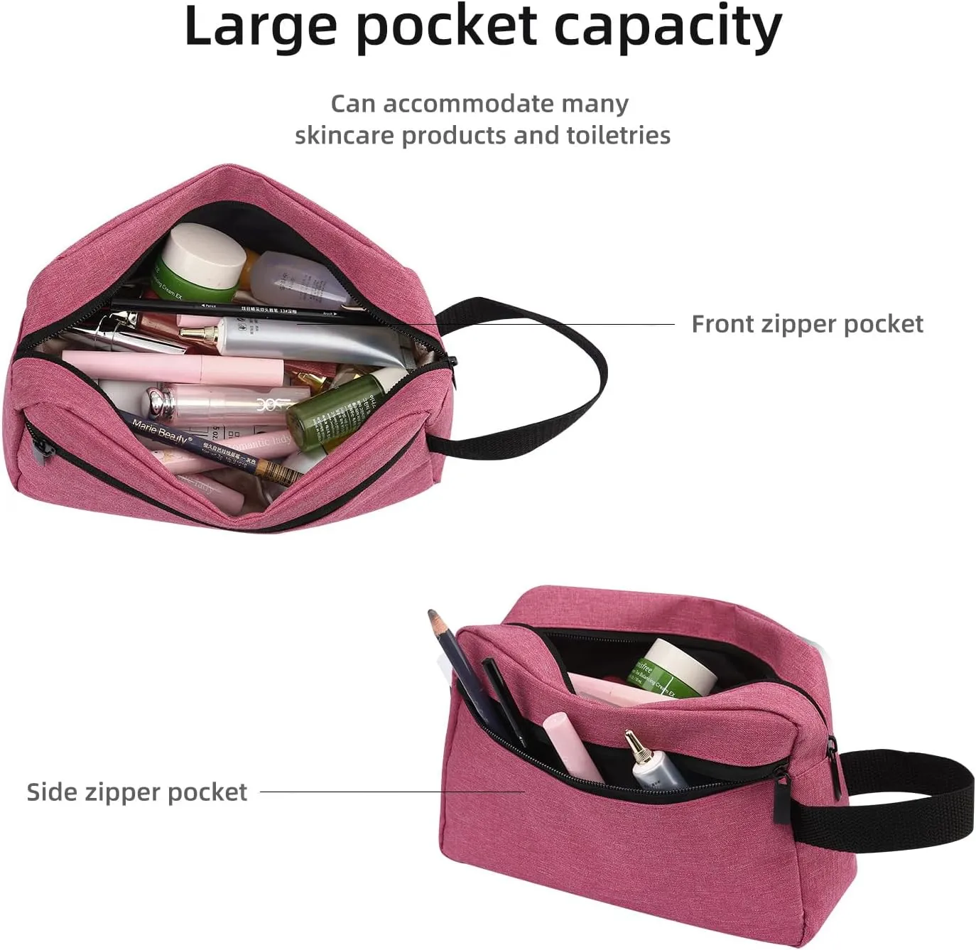 Travel Toiletry bag Toiletry bag for women men Hanging Cosmetic bag Travel accessories Gift for Women Men (Rosy)