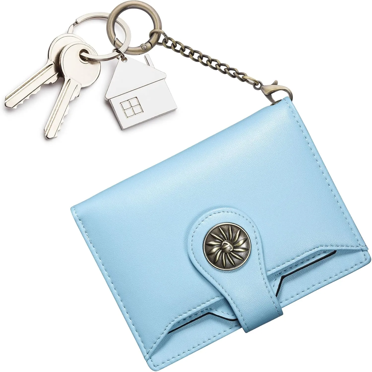 Travelambo Small Womens Wallet with 2 ID Windows, RFID Blocking Bifold Leather Card Holder Purse with Zipper Coin Pocket