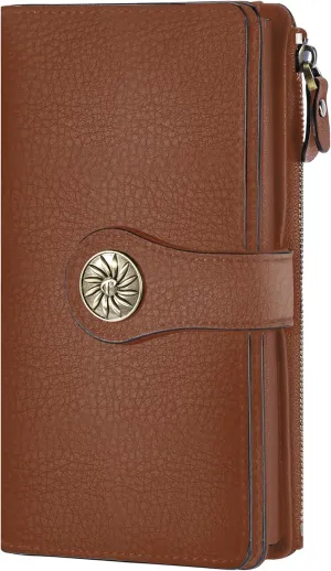 Travelambo Women's Wallet RFID Blocking Trifold Clutch Large Capacity Credit Card Holder Travel Purse