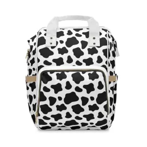 Trendy Cow Print Diaper Backpack - Durable Baby Bag with Unique Cow Pattern, Spacious Nappy Bag for Fashion-Forward Parents