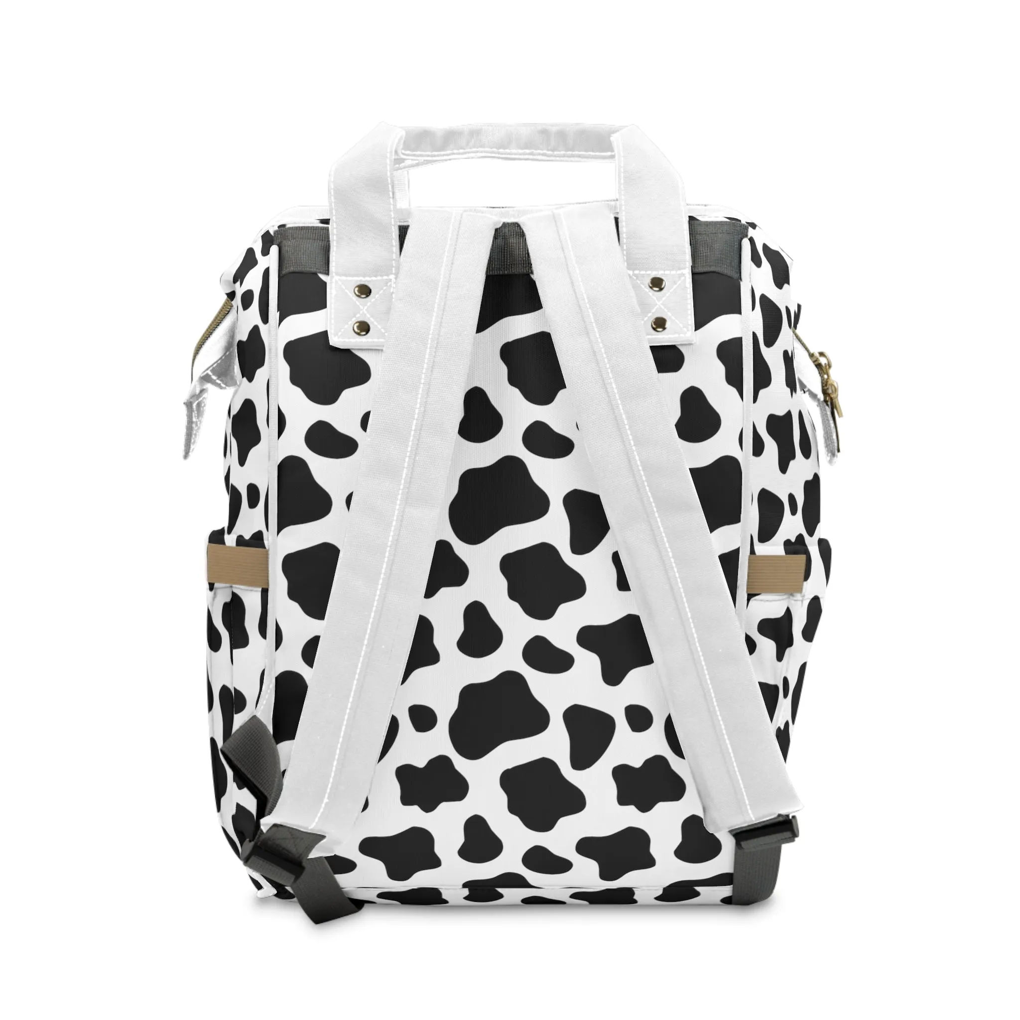 Trendy Cow Print Diaper Backpack - Durable Baby Bag with Unique Cow Pattern, Spacious Nappy Bag for Fashion-Forward Parents