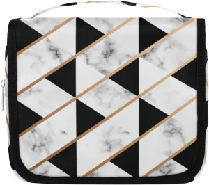 Triangle Marble Gold Hanging Travel Toiletry Bag Compact Toiletries Organizer Cute Cosmetic Makeup Portable Bag Shower Bathroom Shaving Kit Travel Accessories