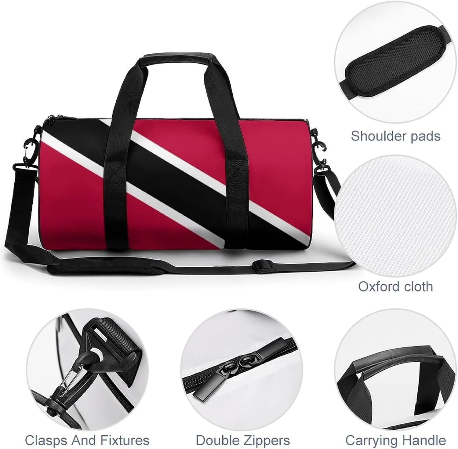 Trinidad Tobago Flag Gym Duffle Bag for Boys Girls with Wet Pocket Sports Weekender Travel Carry On