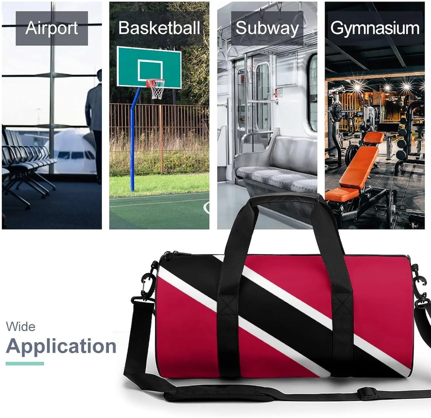 Trinidad Tobago Flag Gym Duffle Bag for Boys Girls with Wet Pocket Sports Weekender Travel Carry On