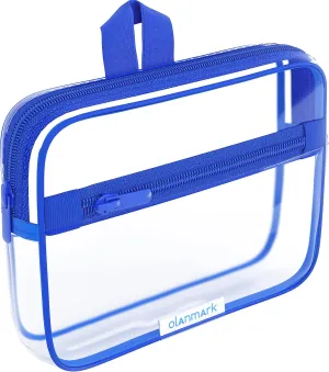 Tsa Approved Toiletry Bag with Pocket - 311 Small Quart Size Cosmetic Case for Airport - Clear Makeup Pouch Transparent Plastic Zipper Organizer PVC Clear Travel Bags for Toiletries Navy
