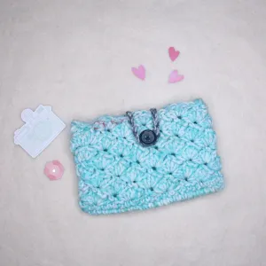 Turquoise Shell Stitch Pouch