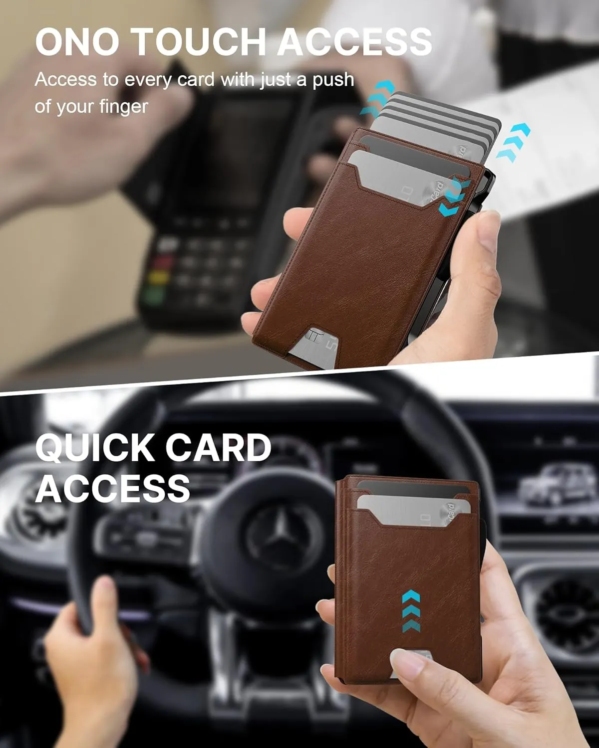 typecase Pop Up Wallet: Slim Wallet with Money Clip, Rfid-blocking, Minimalist, Small, Thin, Compact Card Case, Magnetic Bifold, Front Pocket Wallet, 9-13 Card Capacity, Mens Wallet - Oil Wax Brown
