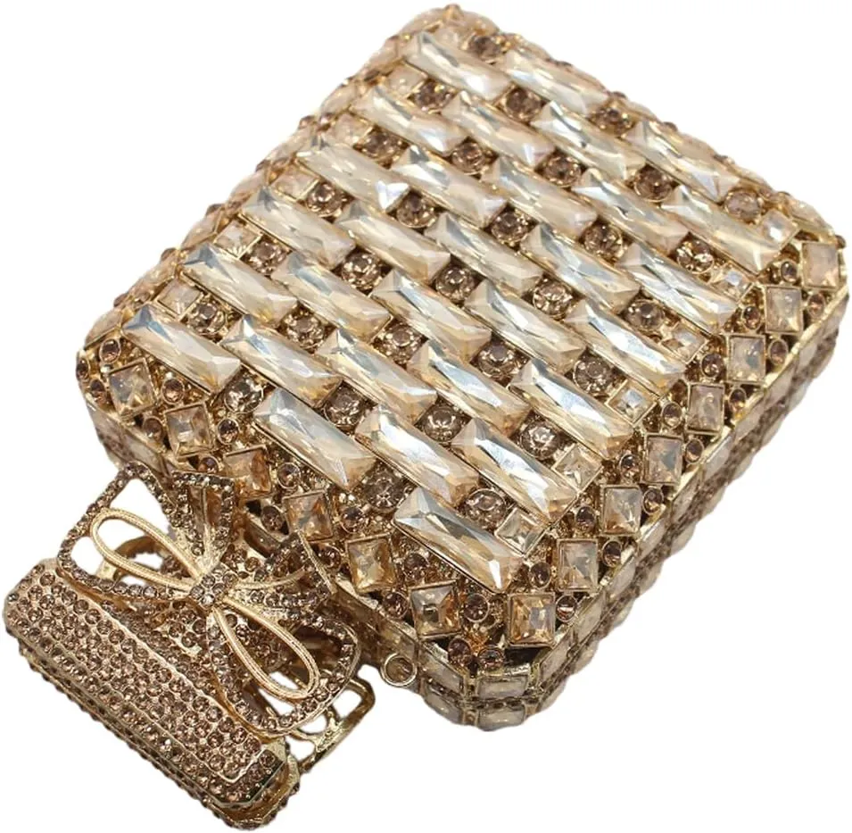 UMREN Women's Perfume Shaped Rhinestone Clutch Purses Sparkly Diamond Box Evening Bag Glitter Party Wedding Handbag