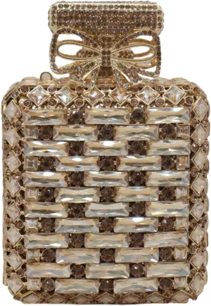 UMREN Women's Perfume Shaped Rhinestone Clutch Purses Sparkly Diamond Box Evening Bag Glitter Party Wedding Handbag