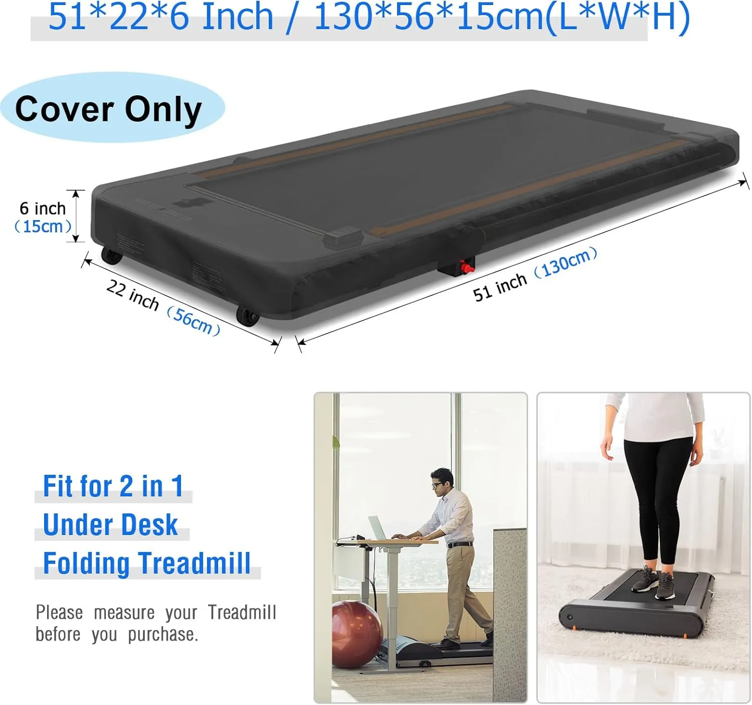 Under Desk Treadmill Cover, Dust-Proof Walking Pad Cover, Waterproof Protective Cover for Walking Treadmill Office Under Desk(Cover Only)