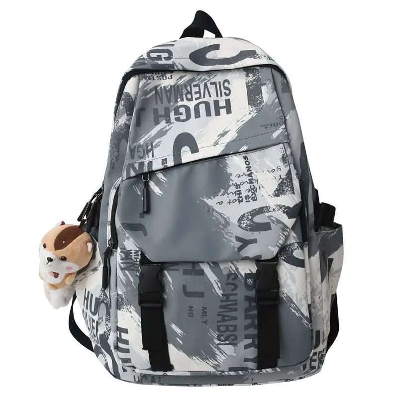 Unisex Large Capacity Backpack with Squirrel Keychain – Oxford Cloth