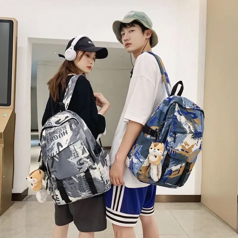 Unisex Large Capacity Backpack with Squirrel Keychain – Oxford Cloth